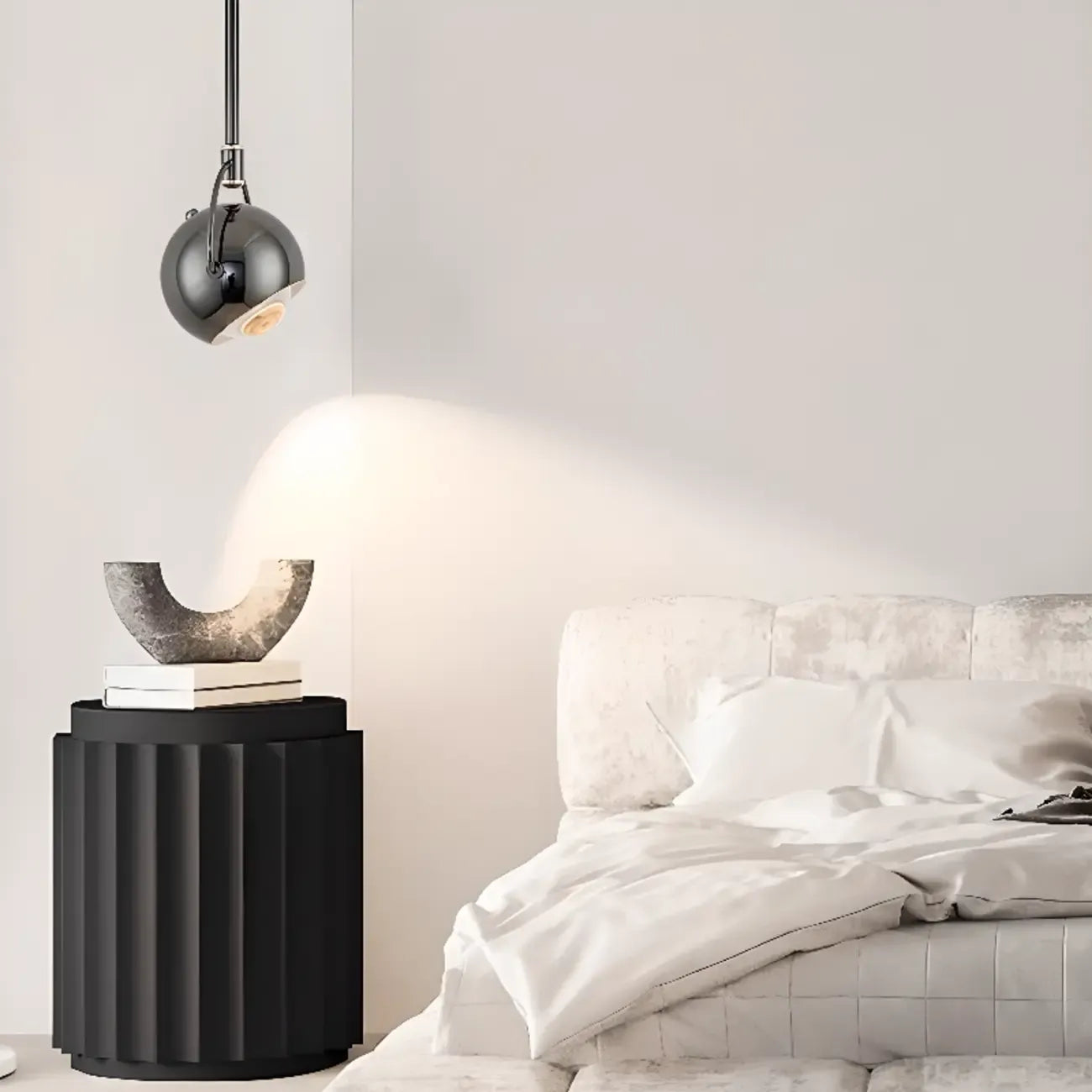 Suspension LED moderne en métal avec globe et variateur pour chambre à coucher