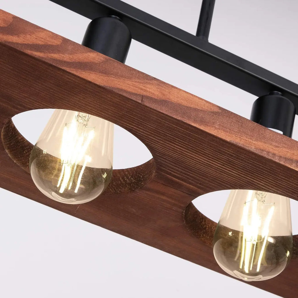 Suspension industrielle à 5 lumières en verre noir pour îlot de cuisine
