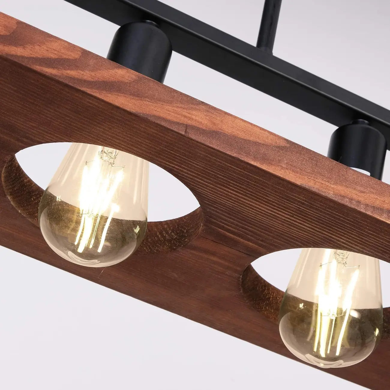 Suspension industrielle à 5 lumières en verre noir pour îlot de cuisine