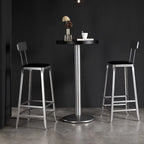 Tables de bar modernes rondes en bois noir et métal argenté sur pied