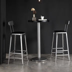 Tables de bar modernes rondes en bois noir et métal argenté sur pied