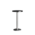 Tables de bar modernes rondes en bois noir et métal argenté sur pied