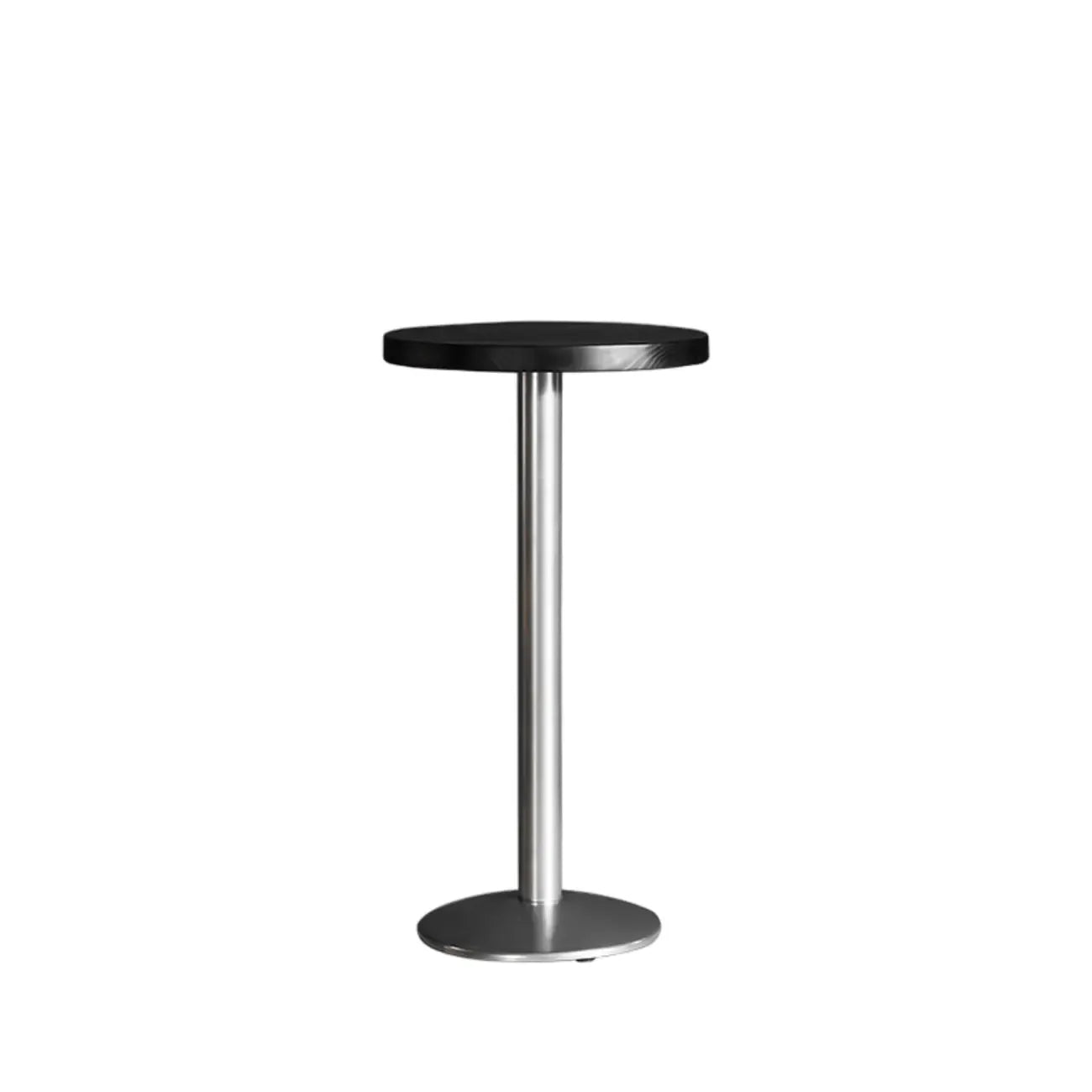 Tables de bar modernes rondes en bois noir et métal argenté sur pied