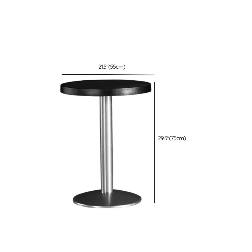 Tables de bar modernes rondes en bois noir et métal argenté sur pied