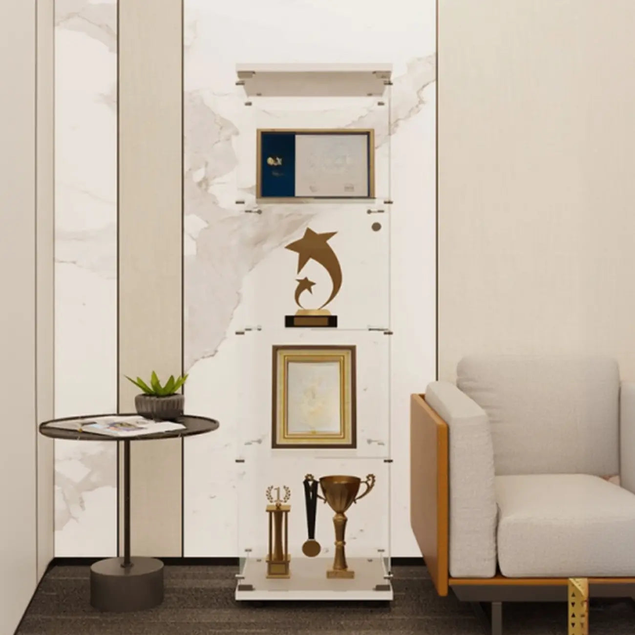 Étagère réglable noire, vitrine de rangement ouverte