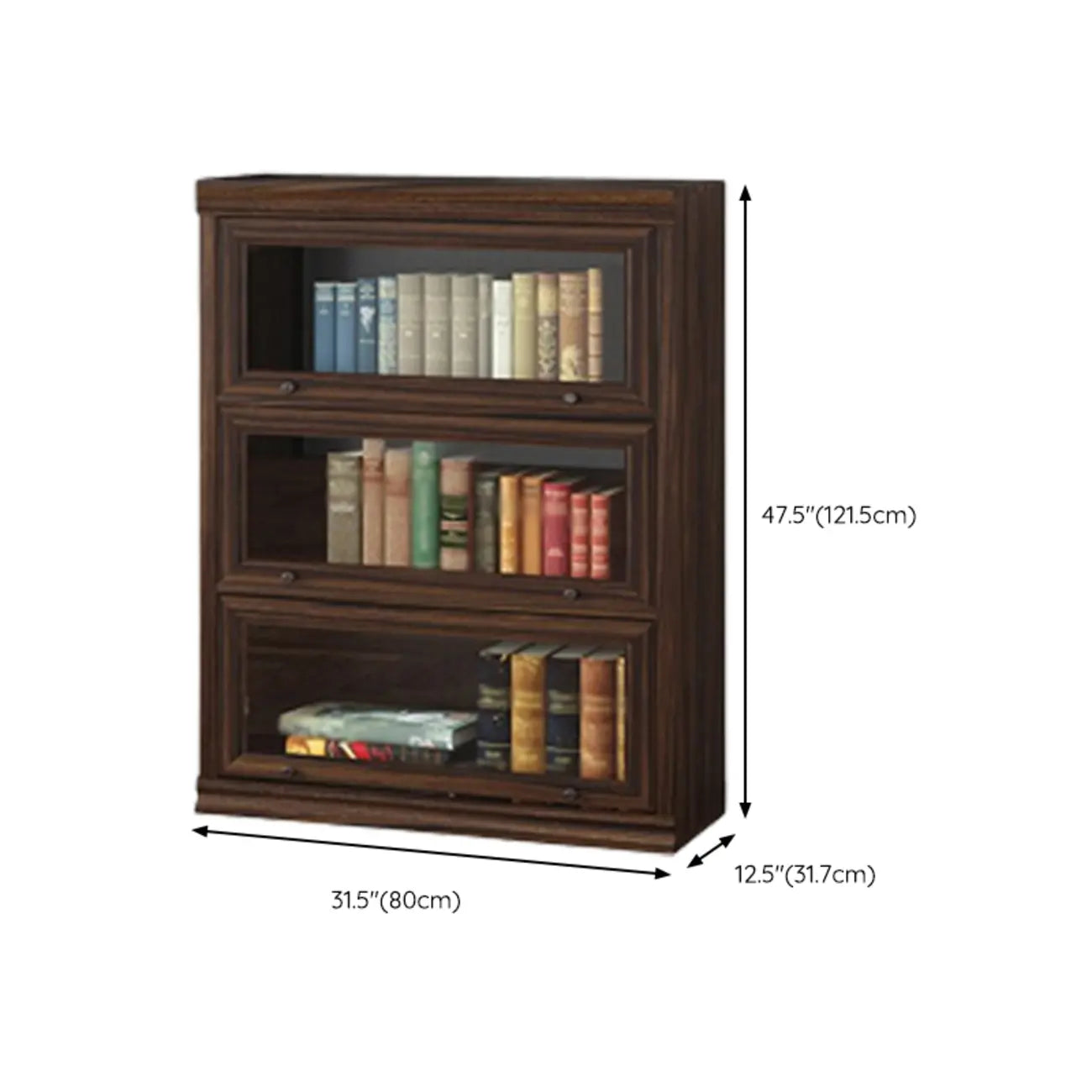 Coffre de rangement moderne du milieu du siècle en bois brun et vitres