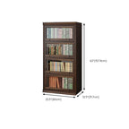 Coffre de rangement moderne du milieu du siècle en bois brun et vitres