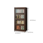 Coffre de rangement moderne du milieu du siècle en bois brun et vitres