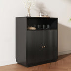 Buffet en bois noir minuit avec portes vitrées