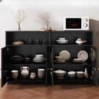 Buffet en bois noir minuit avec portes vitrées