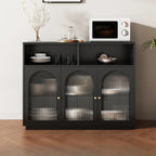 Buffet en bois noir minuit avec portes vitrées