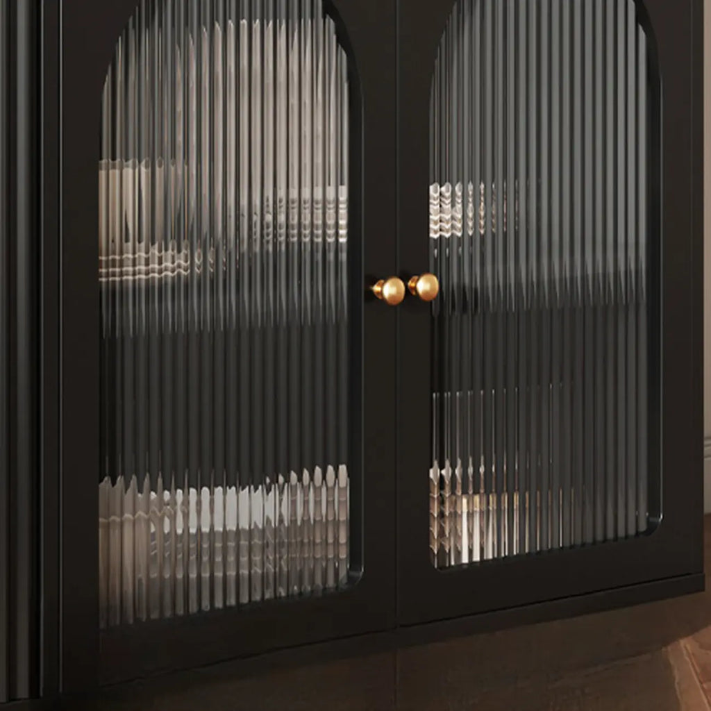 Buffet en bois noir minuit avec portes vitrées