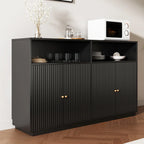 Buffet en bois noir minuit avec portes vitrées