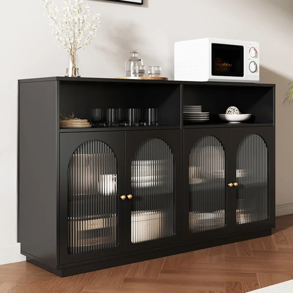 Buffet en bois noir minuit avec portes vitrées