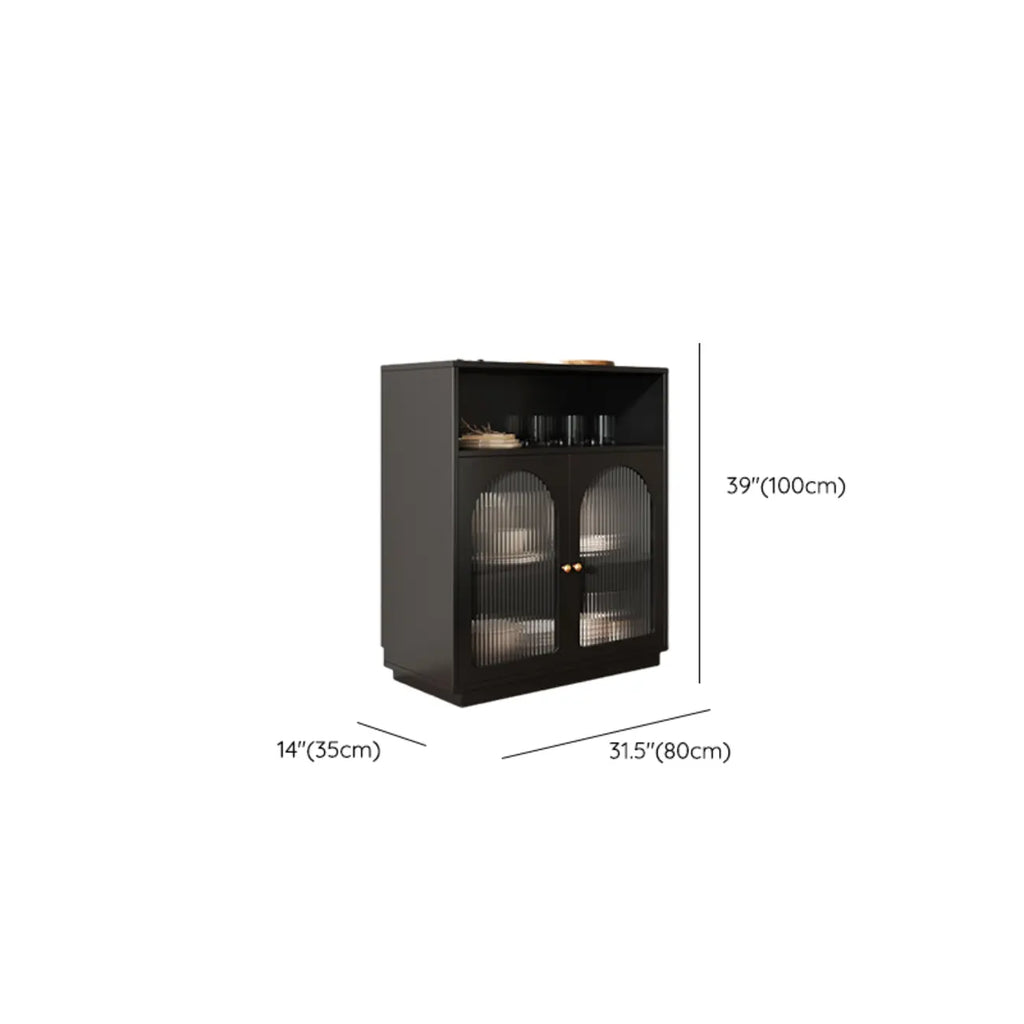 Buffet en bois noir minuit avec portes vitrées
