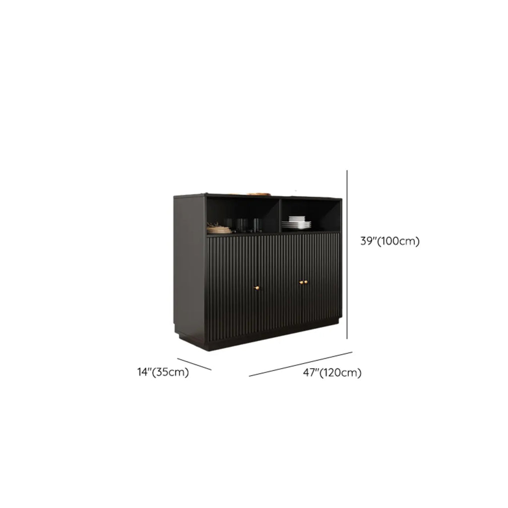 Buffet en bois noir minuit avec portes vitrées