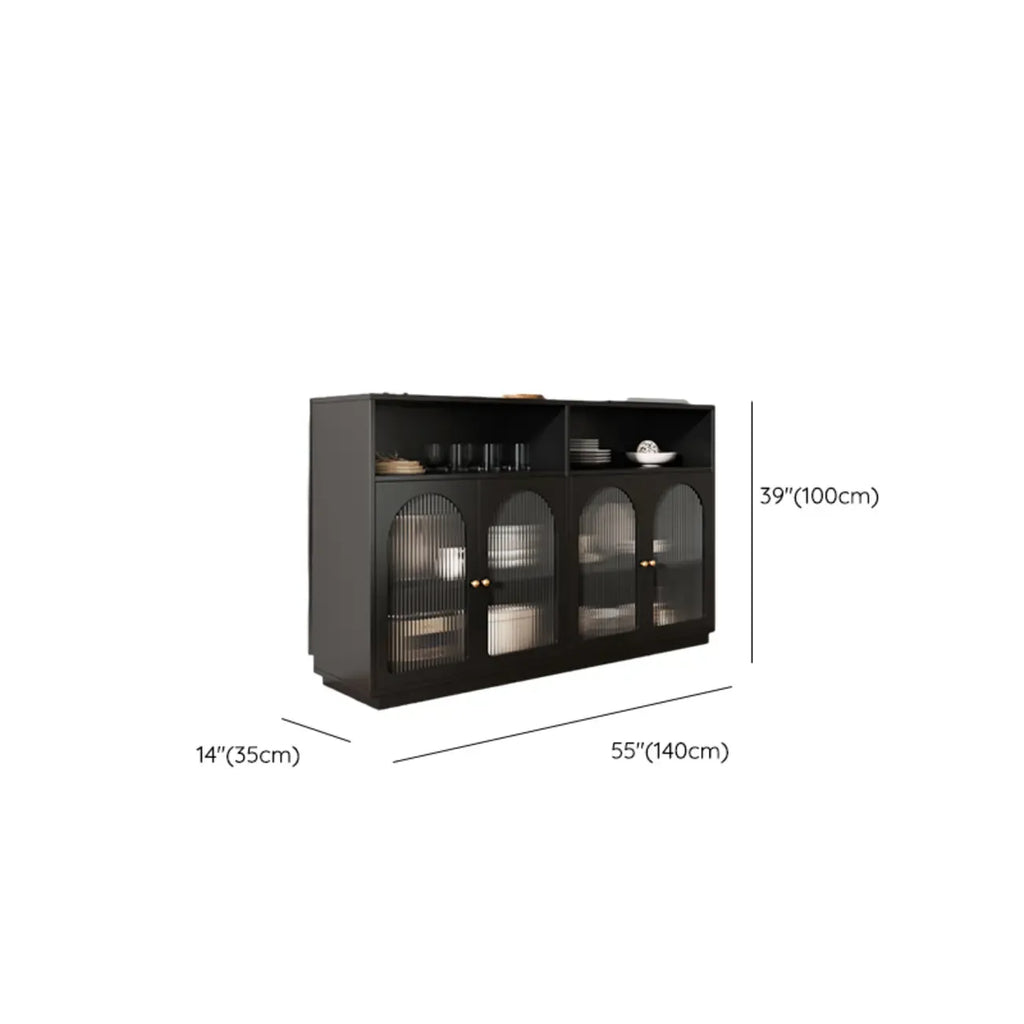 Buffet en bois noir minuit avec portes vitrées