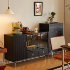 Buffet de rangement moderne en bois noir avec tiroirs