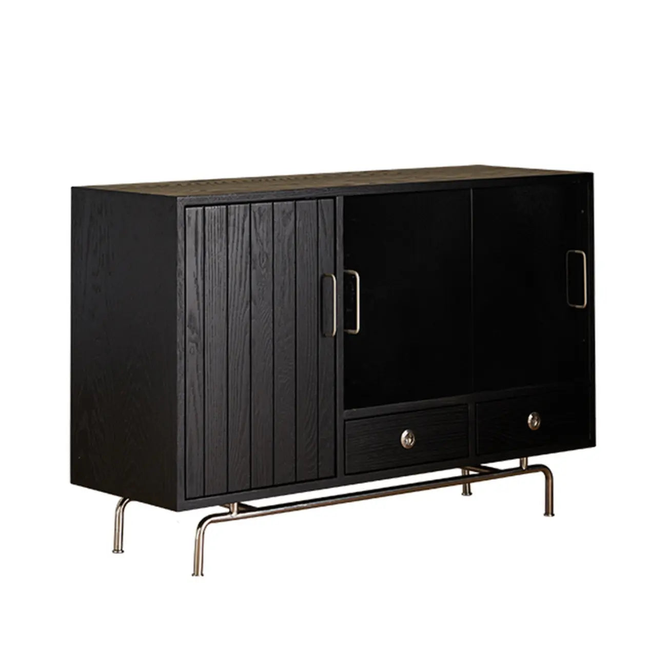 Buffet de rangement moderne en bois noir avec tiroirs