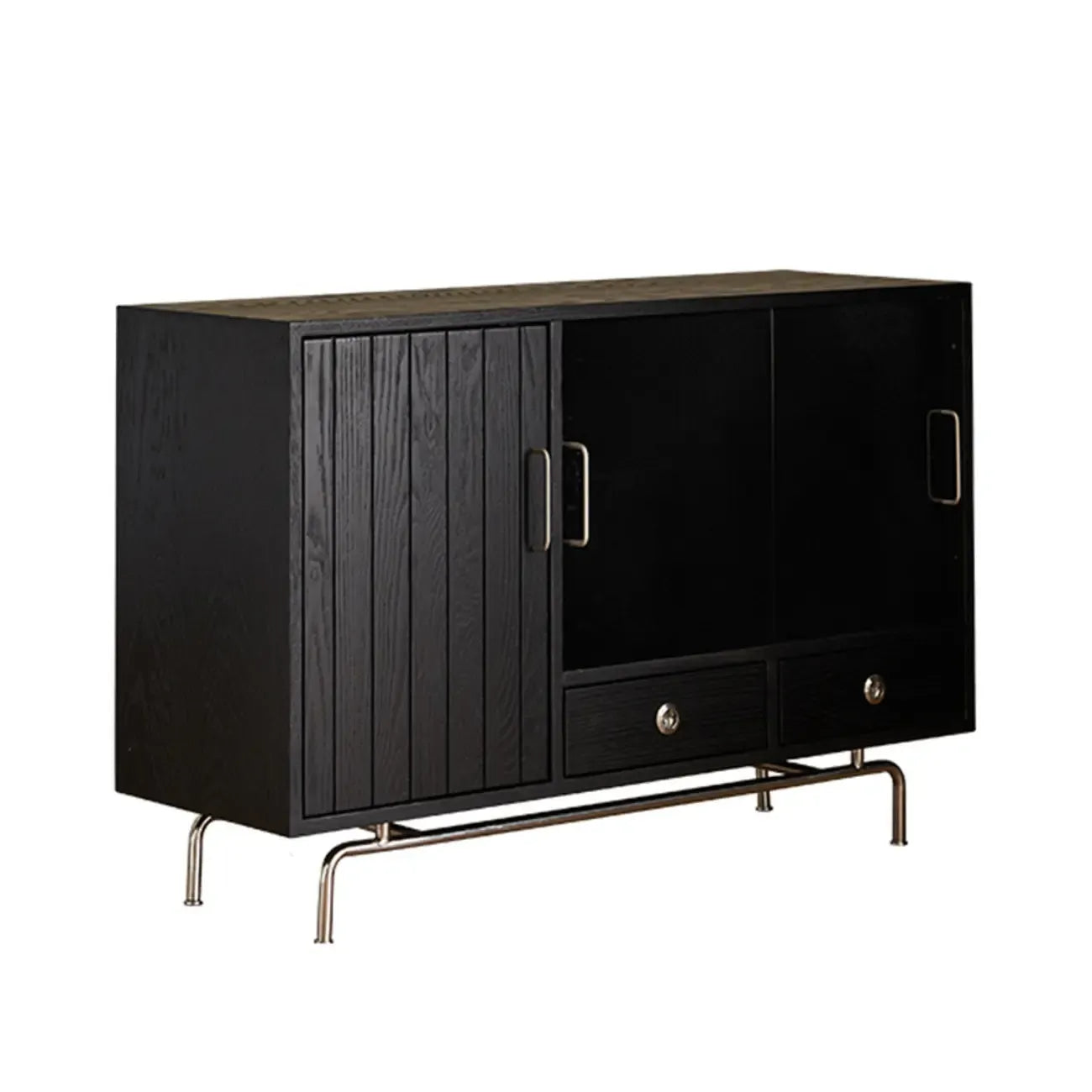 Buffet de rangement moderne en bois noir avec tiroirs