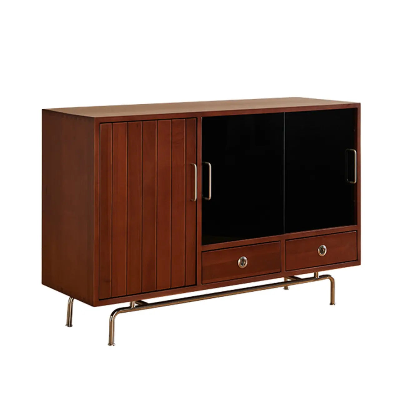 Buffet de rangement moderne en bois noir avec tiroirs