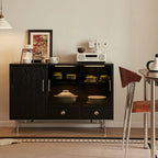 Buffet de rangement moderne en bois noir avec tiroirs