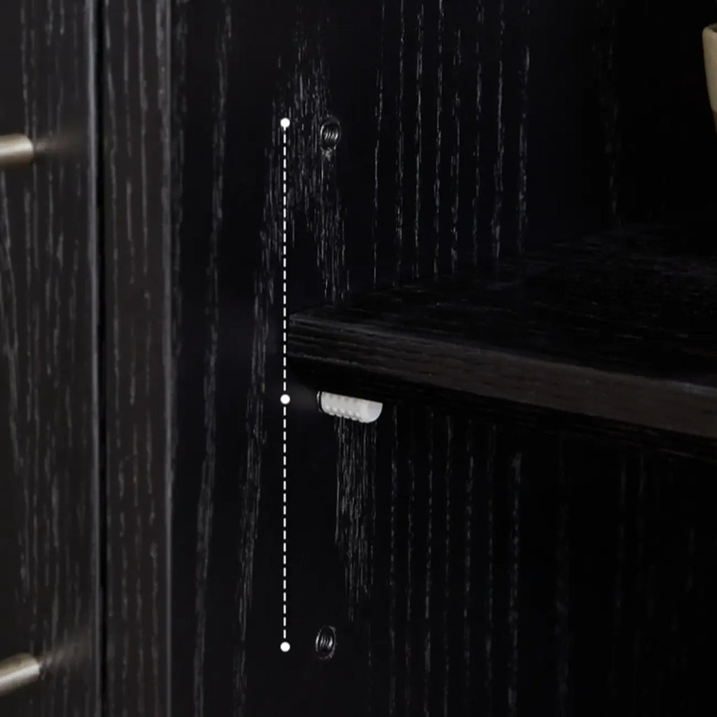 Buffet de rangement moderne en bois noir avec tiroirs