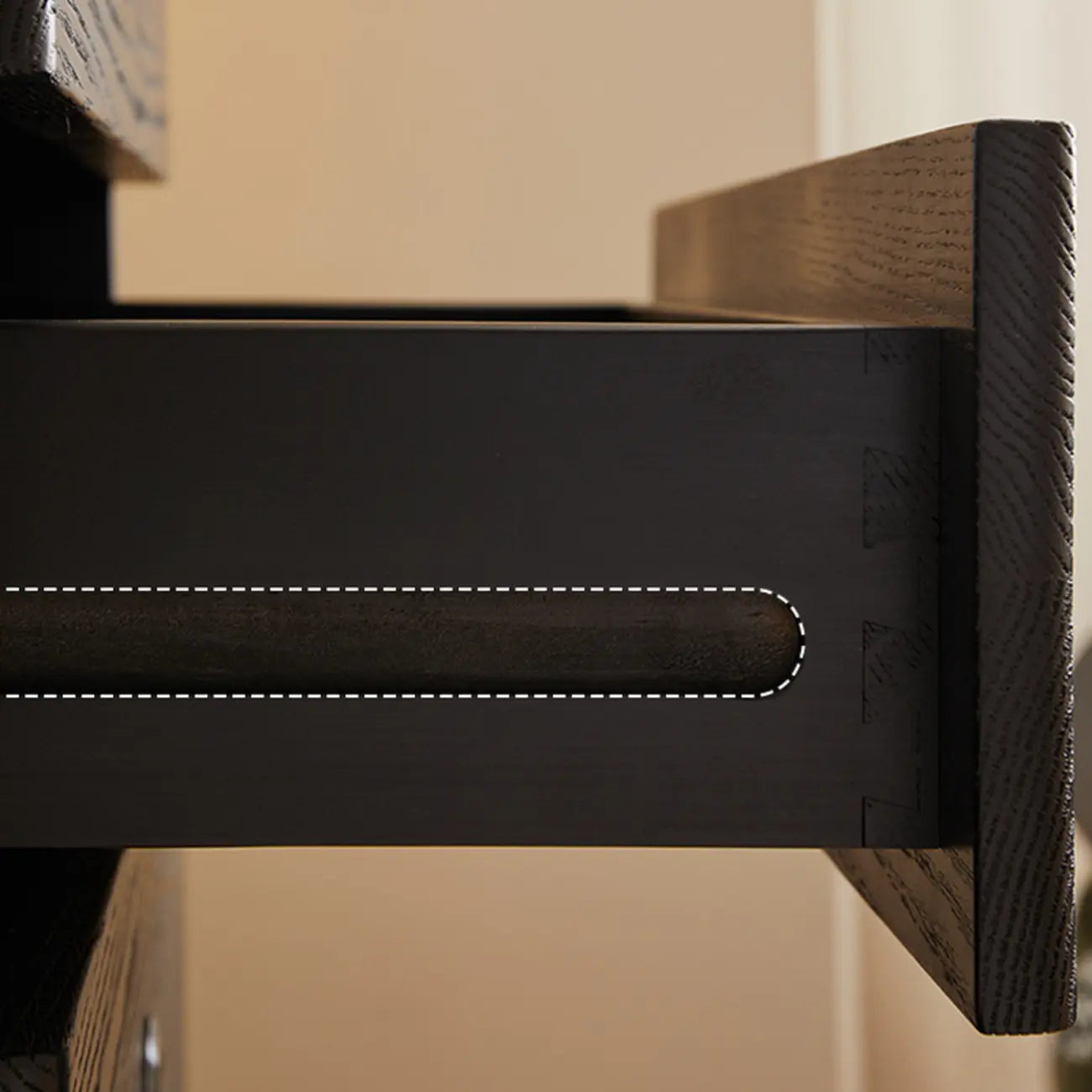 Buffet de rangement moderne en bois noir avec tiroirs