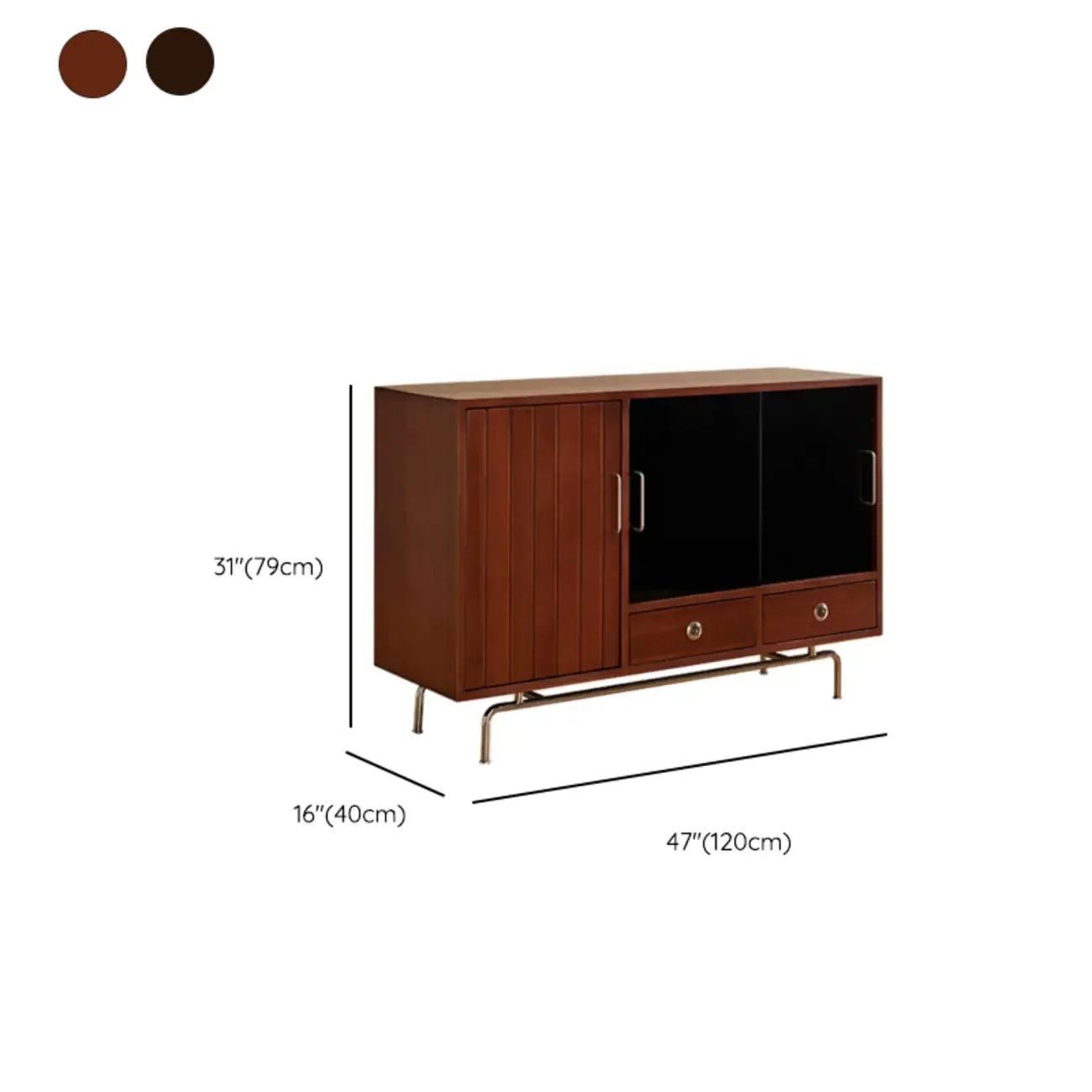 Buffet de rangement moderne en bois noir avec tiroirs