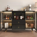 Buffet en bois d'ingénierie noir glamour avec tiroirs