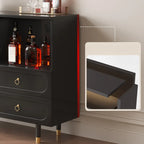 Buffet en bois d'ingénierie noir glamour avec tiroirs