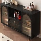 Buffet en bois d'ingénierie noir glamour avec tiroirs