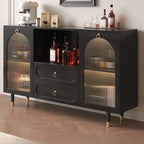 Buffet en bois d'ingénierie noir glamour avec tiroirs