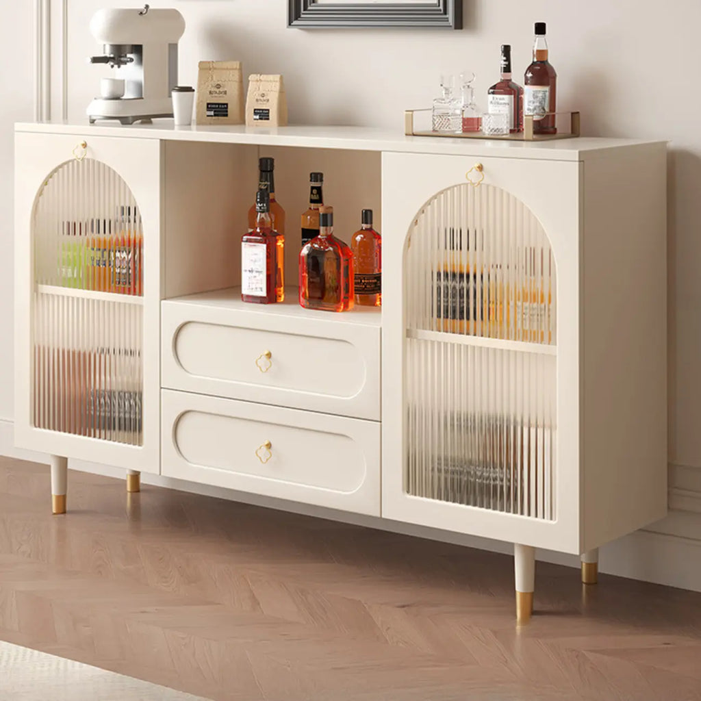 Buffet en bois d'ingénierie noir glamour avec tiroirs