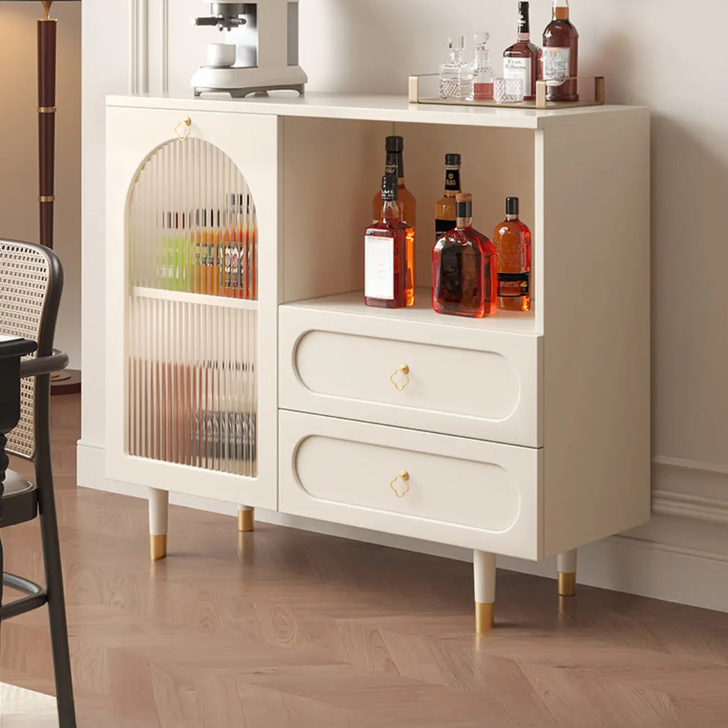 Buffet en bois d'ingénierie noir glamour avec tiroirs