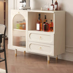 Buffet en bois d'ingénierie noir glamour avec tiroirs