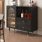 Buffet en bois d'ingénierie noir glamour avec tiroirs