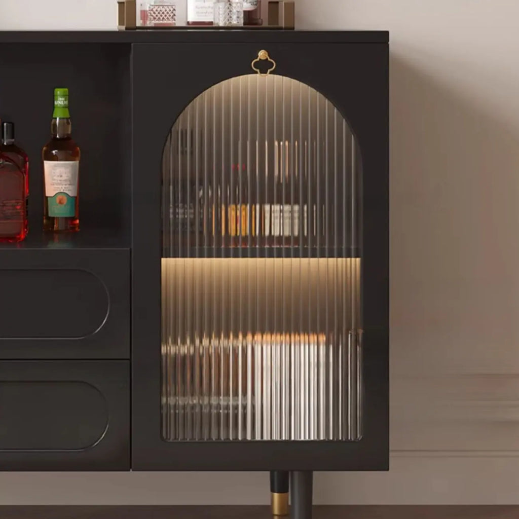 Buffet en bois d'ingénierie noir glamour avec tiroirs