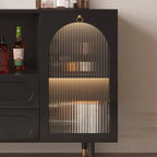 Buffet en bois d'ingénierie noir glamour avec tiroirs