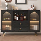 Buffet en bois d'ingénierie noir glamour avec tiroirs