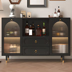 Buffet en bois d'ingénierie noir glamour avec tiroirs