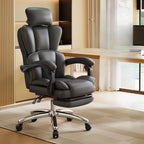 Fauteuil de bureau inclinable réglable en cuir kaki moderne