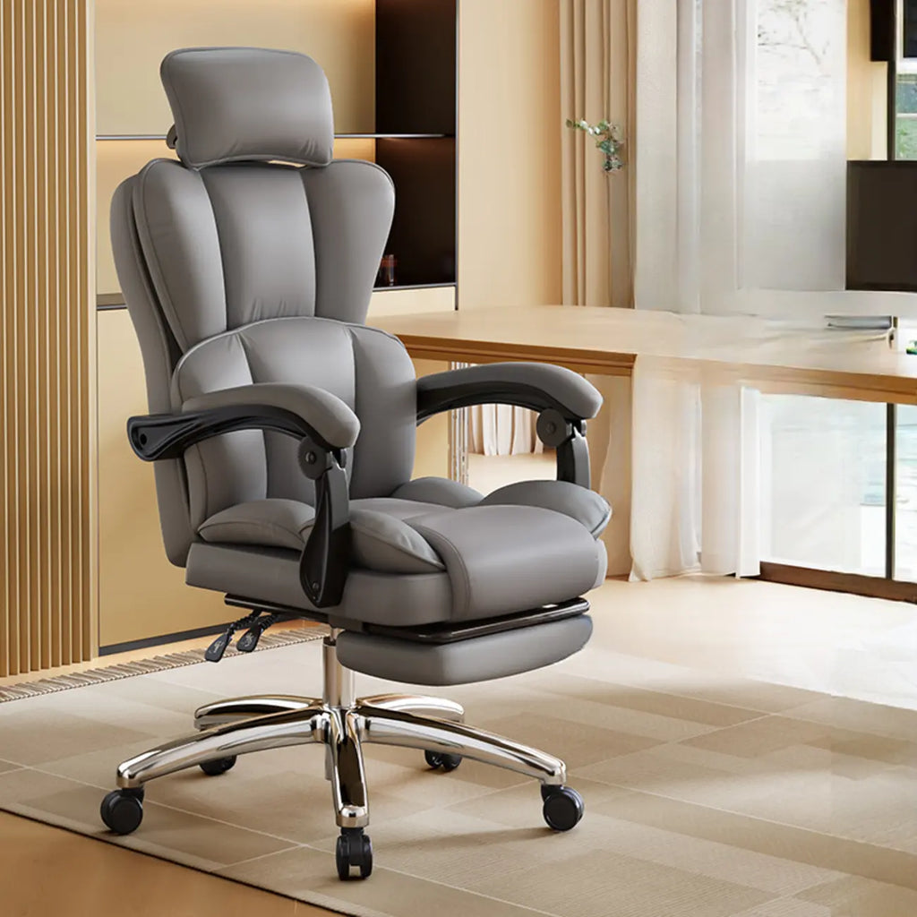 Fauteuil de bureau inclinable réglable en cuir kaki moderne