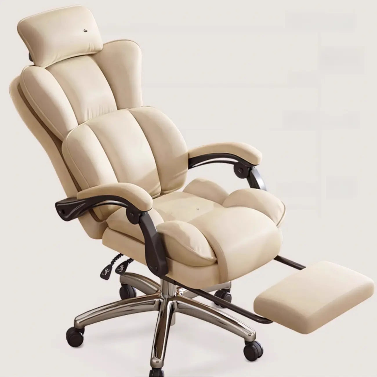 Fauteuil de bureau inclinable réglable en cuir kaki moderne