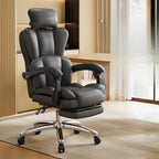 Fauteuil de bureau inclinable réglable en cuir kaki moderne