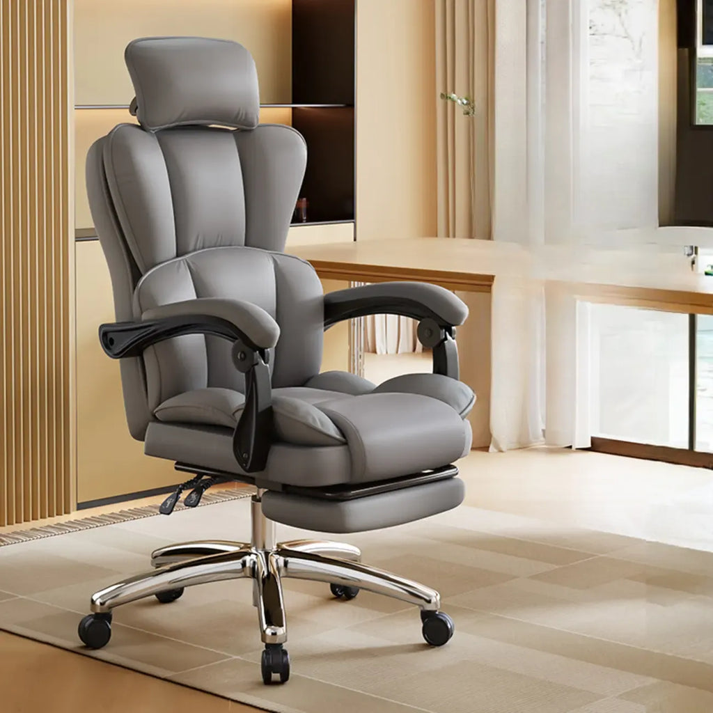 Fauteuil de bureau inclinable réglable en cuir kaki moderne