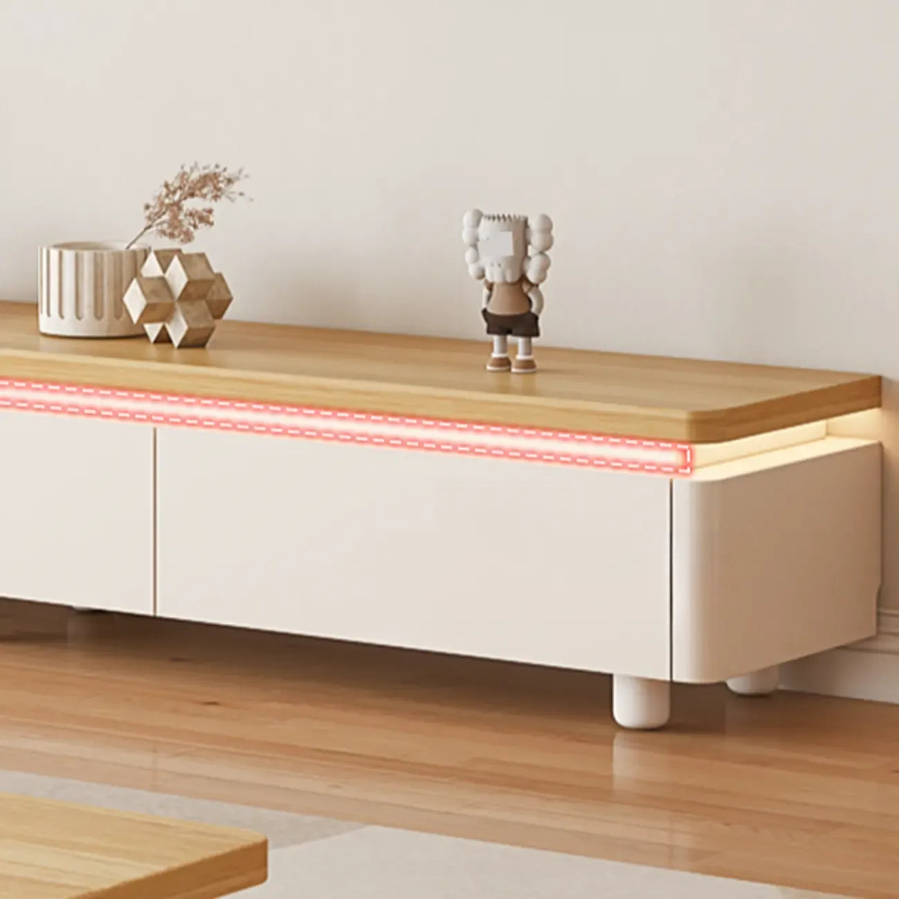 Mobile TV con gestione cavi in legno naturale bicolore 94