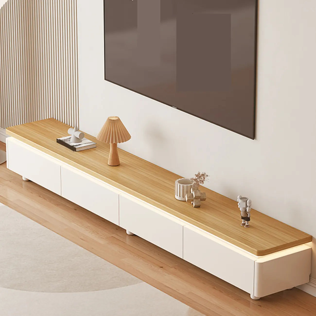 Mobile TV con gestione cavi in legno naturale bicolore 94