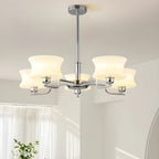 Lustre moderne et élégant à 3-5 lumières en verre beige, grand modèle