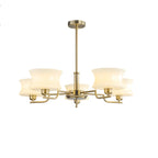 Lustre moderne et élégant à 3-5 lumières en verre beige, grand modèle